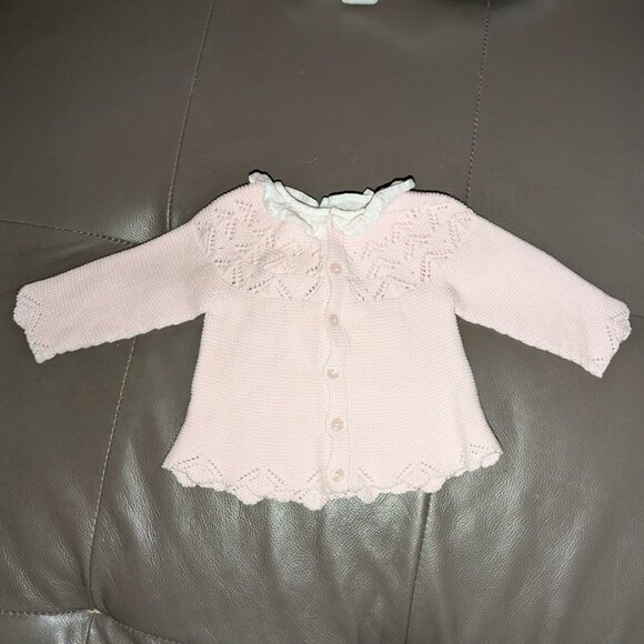 Pili Carrera Pastel Knit Cotton Ruffled Collar Long Sleeve Sweater Top Girls 3M - Picture 4 of 6